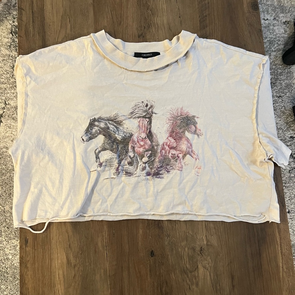 Cream Graphic Horse T-Shirt